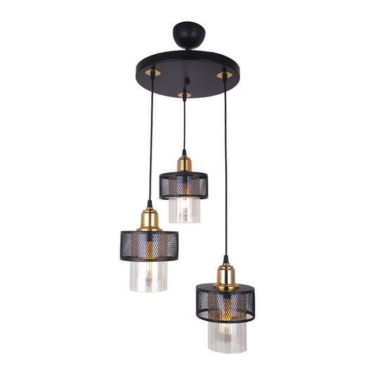 3-light ceiling light PWL-1045 pakoworld E27 in black-gold D30x85cm