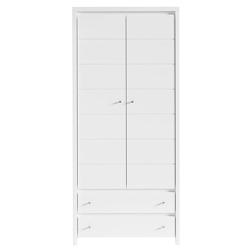 Wardrobe Fansi pakoworld with 2doors and drawers white 90x55.5x200.5cm