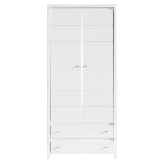 Wardrobe Fansi pakoworld with 2doors and drawers white 90x55.5x200.5cm