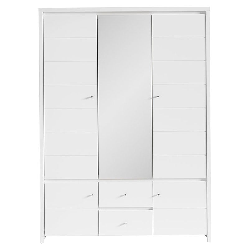 Wardrobe Fansi pakoworld with 3doors and drawers white 153.5x55.5x211cm