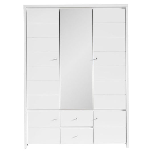 Wardrobe Fansi pakoworld with 3doors and drawers white 153.5x55.5x211cm