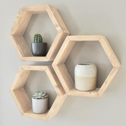 Wall set unit Radix pakoworld 3 pics solid pine wood natural 30x9x34cm