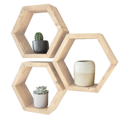 Wall set unit Radix pakoworld 3 pics solid pine wood natural 30x9x34cm