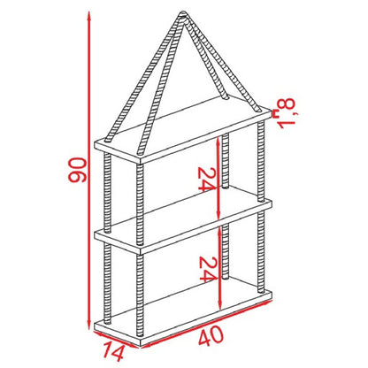 Wall set unit Windmill pakoworld solid pine wood walnut-natural 40x14x90cm