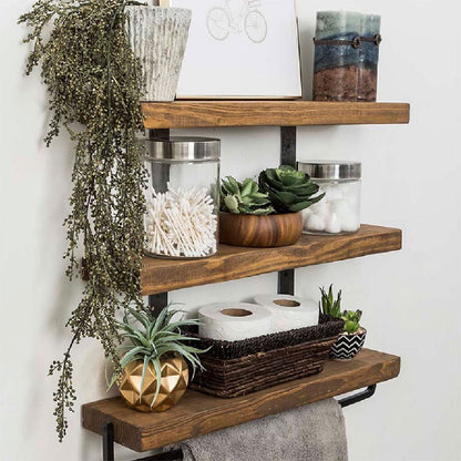 Wall set unit Suny pakoworld solid pine wood walnut-black 75x9x68cm