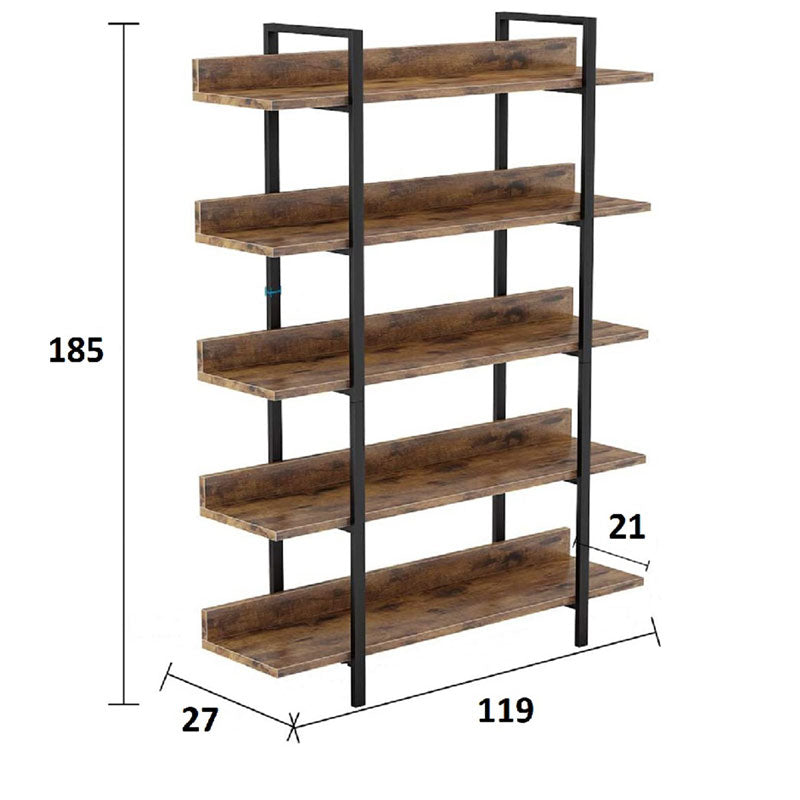 Bookcase Almond pakoworld walnut-black 119x27x185cm