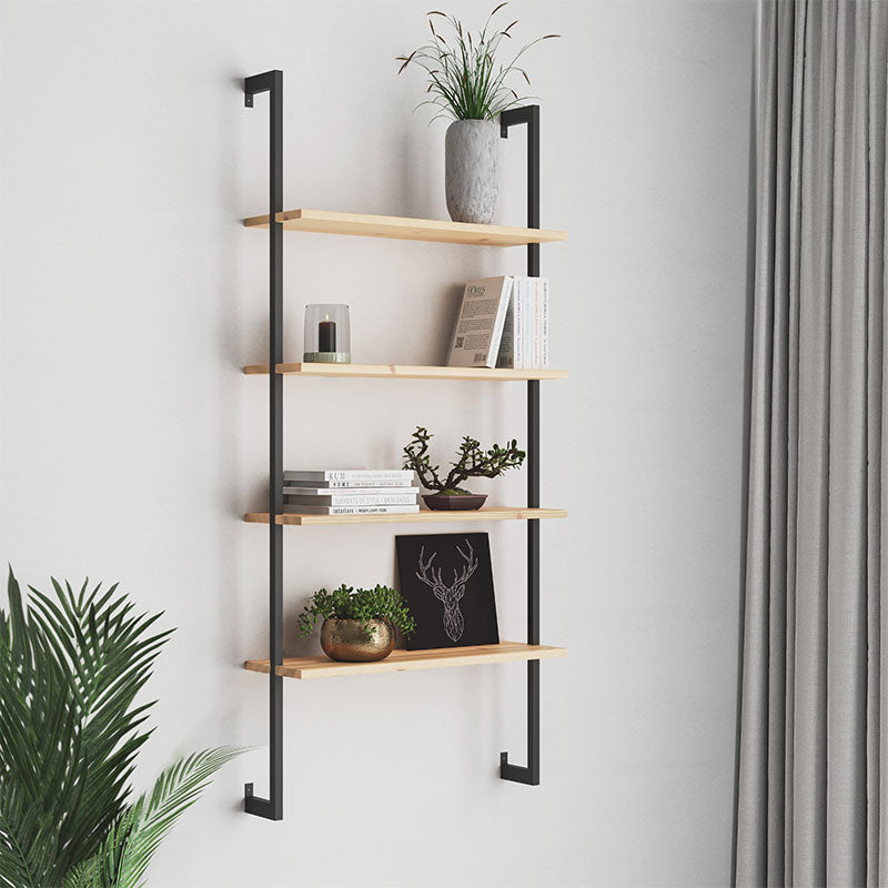 Wall set unit Wilfred pakoworld solid pine wood natural-black 69x21x150cm