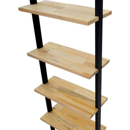 Bookcase Savvy pakoworld solid pine wood natural-black 50x22x202cm