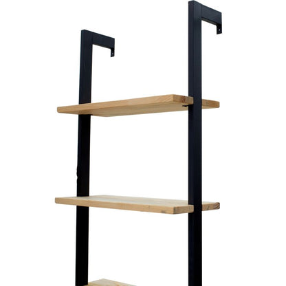 Bookcase Savvy pakoworld solid pine wood natural-black 50x22x202cm