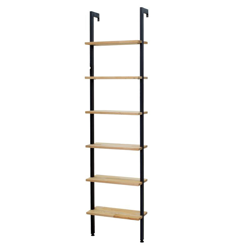 Bookcase Savvy pakoworld solid pine wood natural-black 50x22x202cm