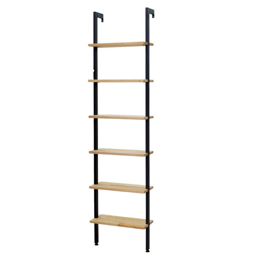 Bookcase Savvy pakoworld solid pine wood natural-black 50x22x202cm