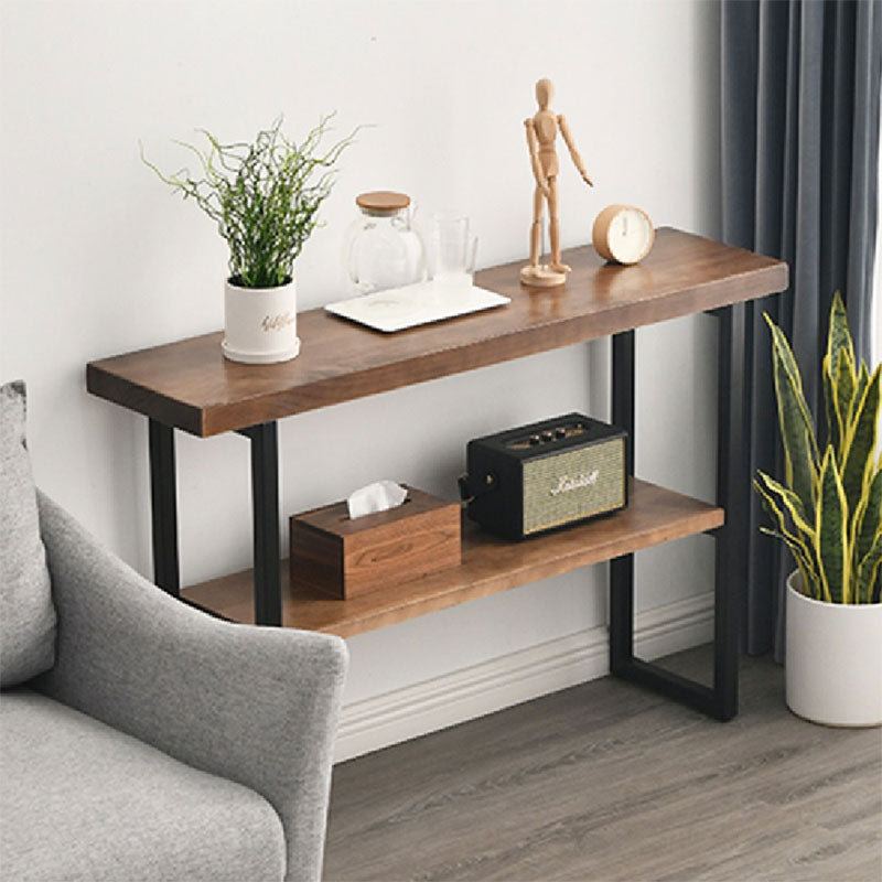 Console Nore solid wood 35mm walnut-black 79x29x85cm
