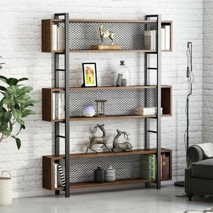 Bookcase Fifer pakoworld walnut-black 120x27x185cm