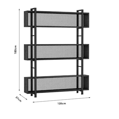 Bookcase Fifer pakoworld walnut-black 120x27x185cm