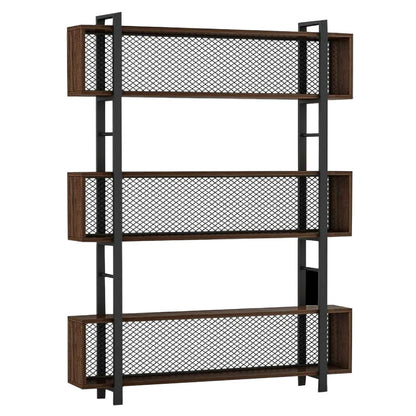 Bookcase Fifer pakoworld walnut-black 120x27x185cm