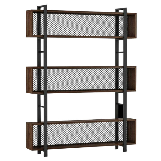 Bookcase Fifer pakoworld walnut-black 120x27x185cm