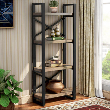 Bookcase Crimson pakoworld walnut-black 50x22x150cm