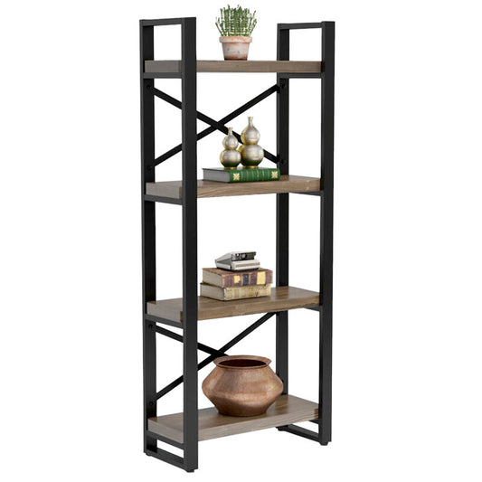 Bookcase Crimson pakoworld walnut-black 50x22x150cm