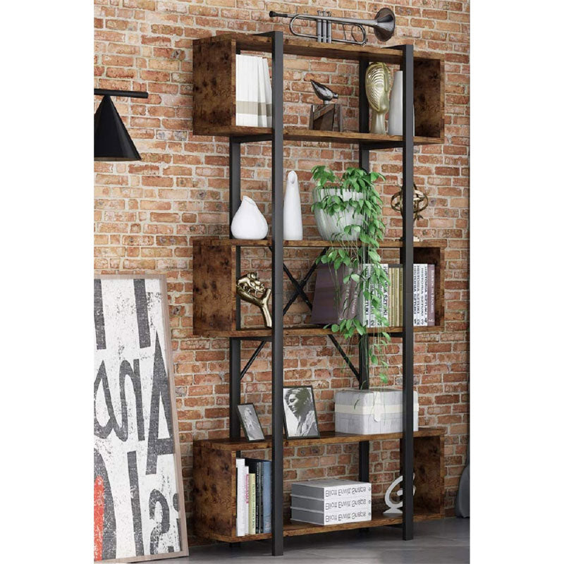 Bookcase Graham pakoworld walnut-black 120x22x185cm