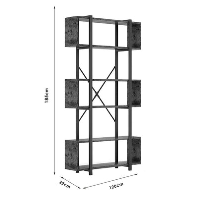 Bookcase Graham pakoworld walnut-black 120x22x185cm