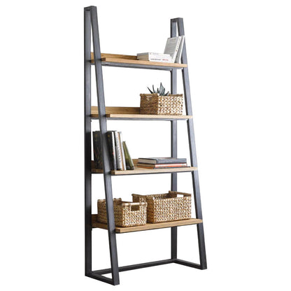 Bookcase Ryder walnut-black 75x36x185cm