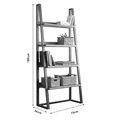 Bookcase Ryder walnut-black 75x36x185cm