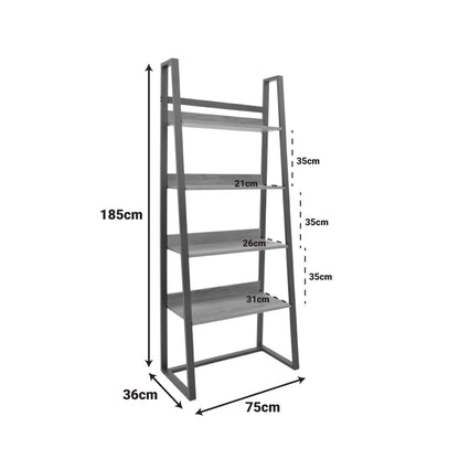 Bookcase Ryder walnut-black 75x36x185cm