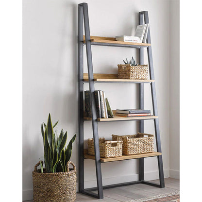 Bookcase Ryder walnut-black 75x36x185cm