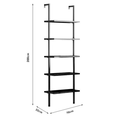 Bookcase Harris pakoworld black 70x22x200cm