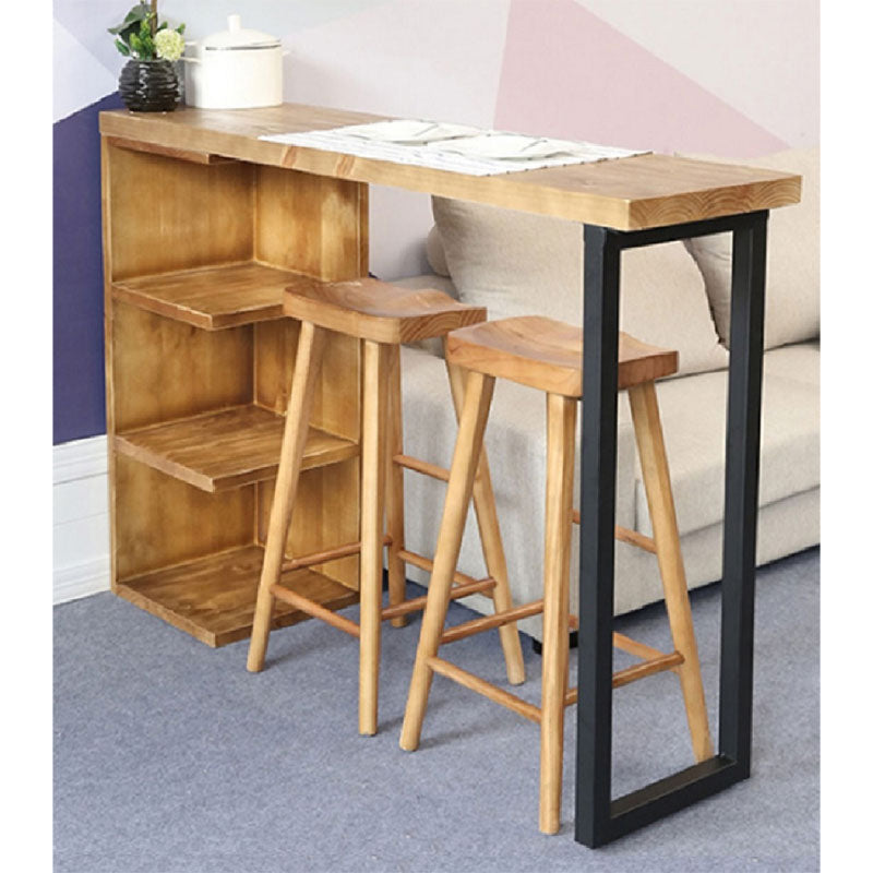Table Bar Collins natural pine wood 35mm natural- black 139x29x90cm