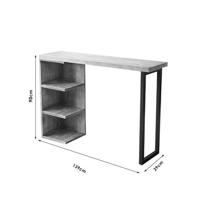 Table Bar Collins natural pine wood 35mm natural- black 139x29x90cm