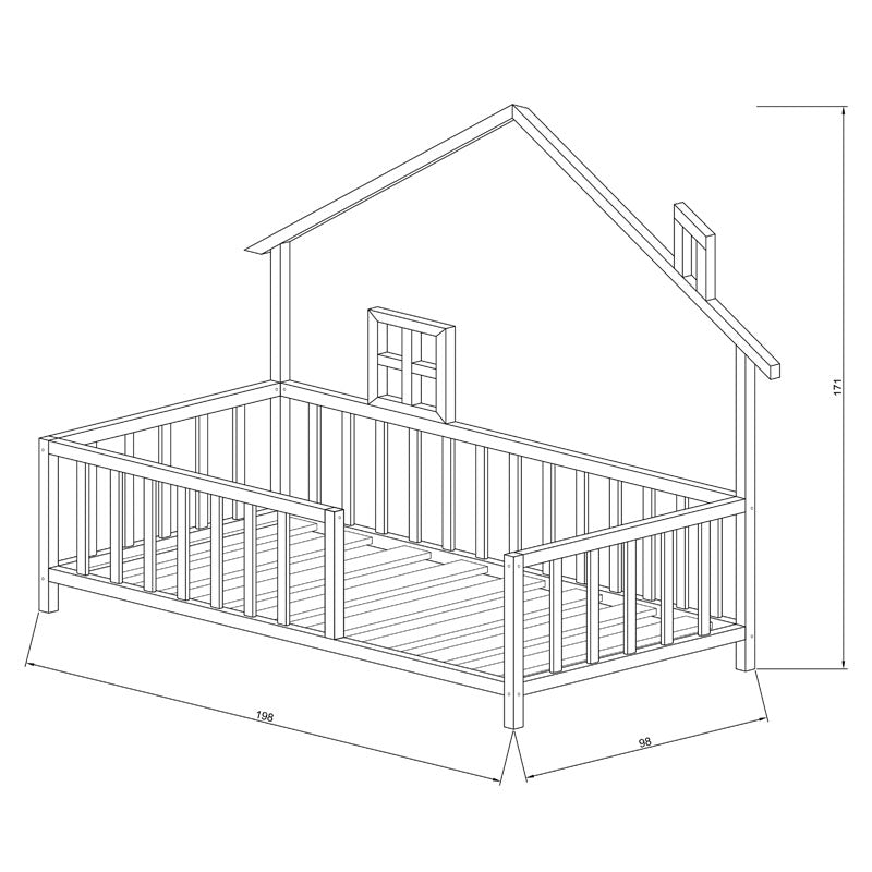 Children's bed Amias pakoworld pine wood natural 90x190cm