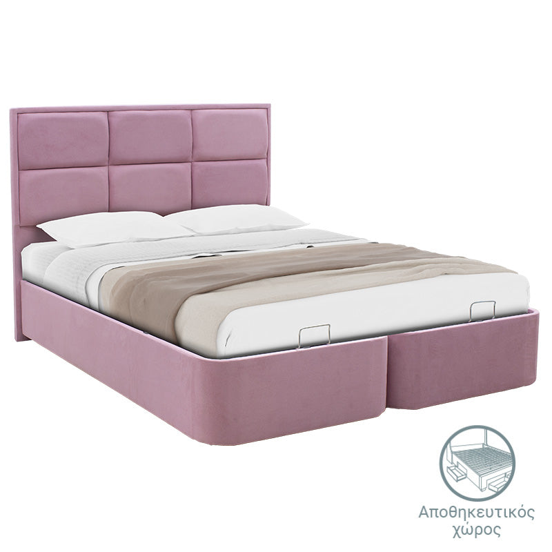 Double Bed Blair pakoworld fabric color pink 160x200cm