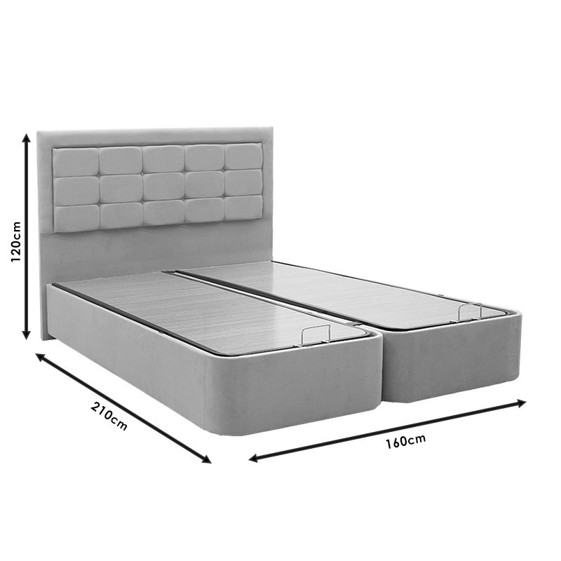 Double Bed Kenzie pakoworld fabric color grey 160x200cm