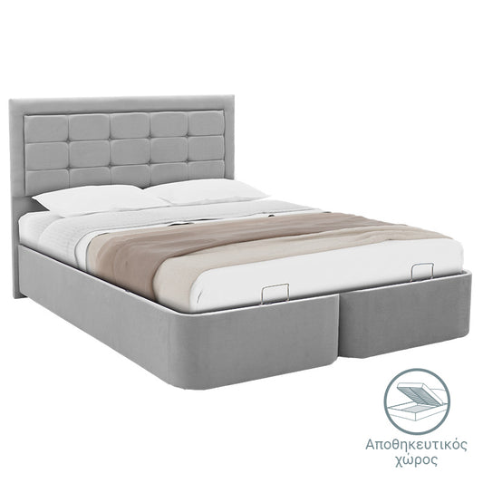 Double Bed Kenzie pakoworld fabric color grey 160x200cm