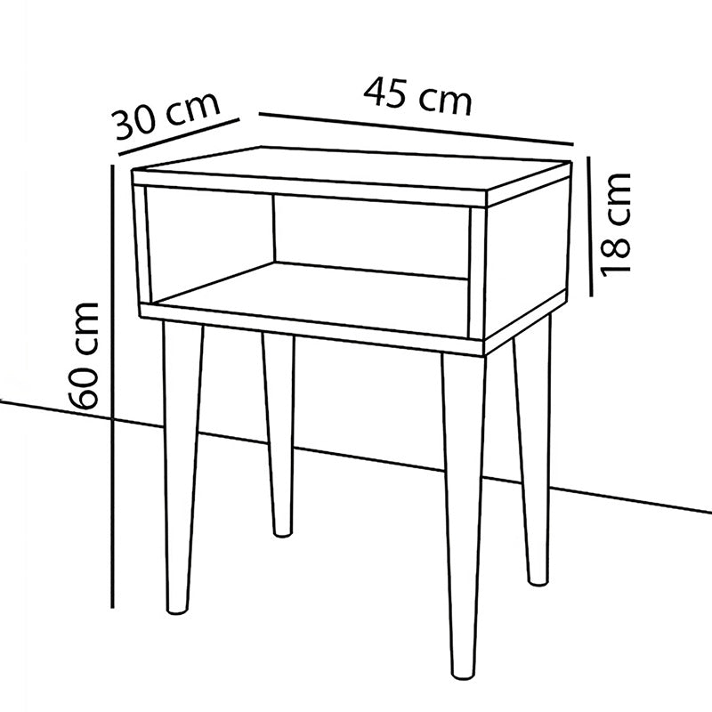 Nightstand Hank white-walnut 45x30x60cm