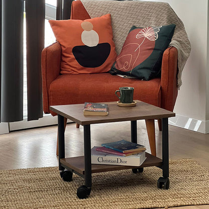 Coffee table Dolly pakoworld on wheels walnut-black 48x40x36cm