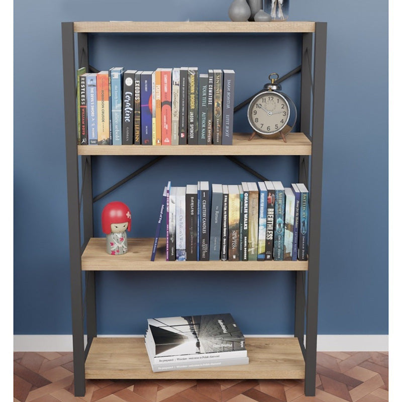 Bookcase Giulio pakoworld walnut-black 60x34x120cm