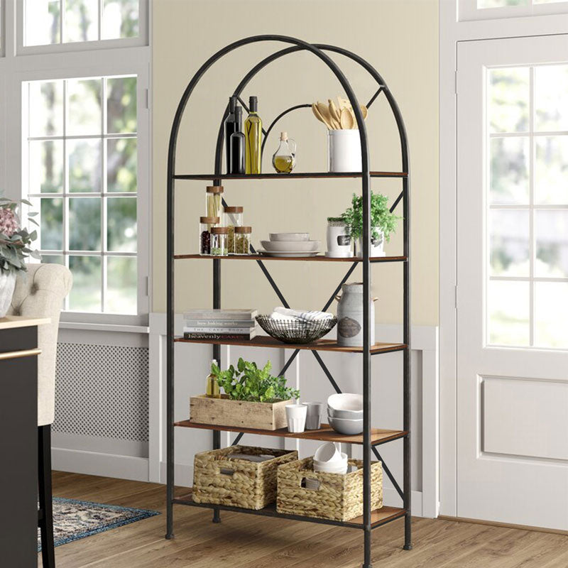 Bookcase Padrig pakoworld walnut-black 72x34x180cm