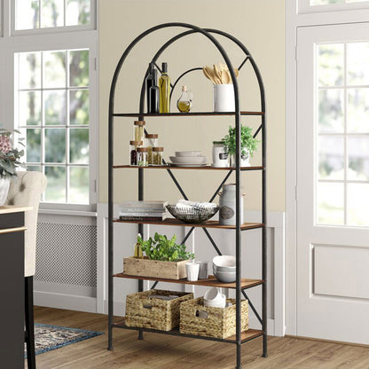 Bookcase Padrig pakoworld walnut-black 72x34x180cm