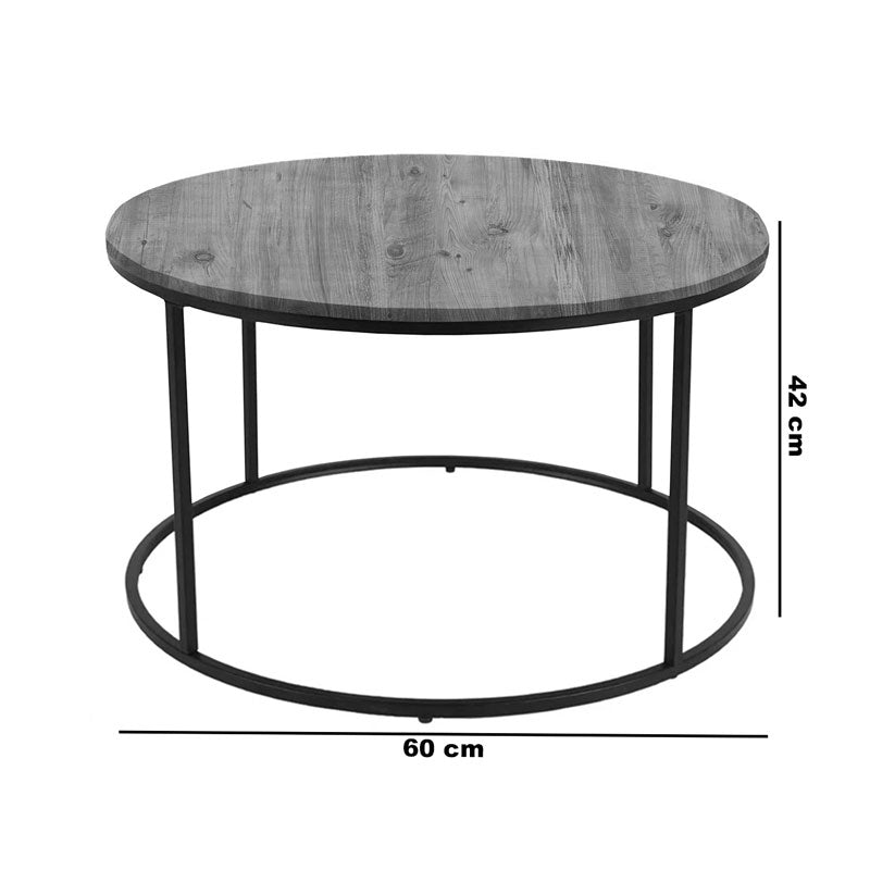 Coffee table Emilian pakoworld oak melamine-black metal D60x42cm