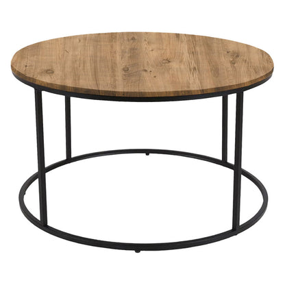 Coffee table Emilian pakoworld oak melamine-black metal D60x42cm