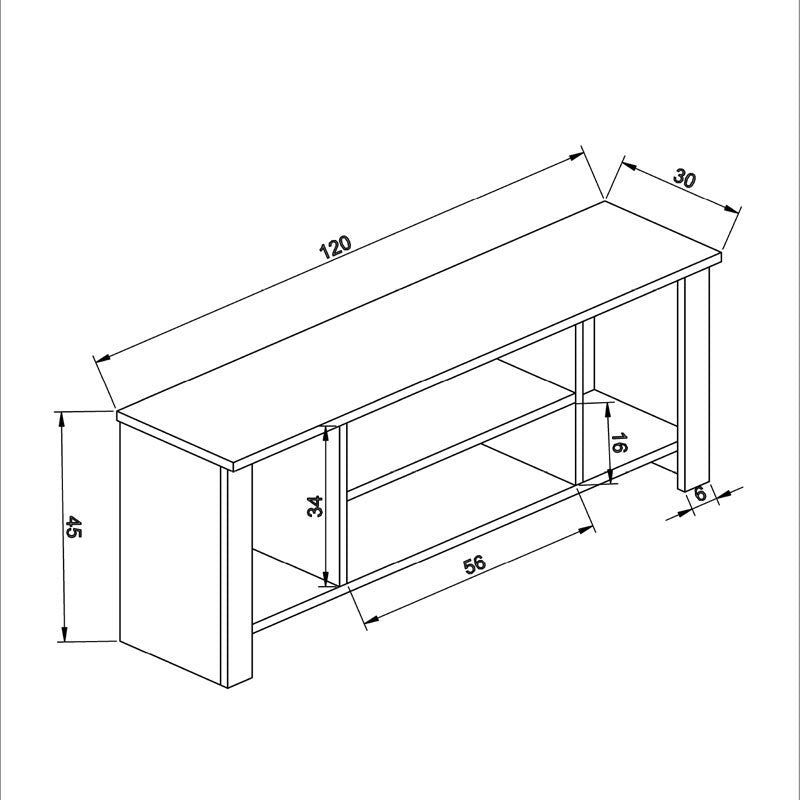 Tv stand Tserium pakoworld melamine natural 120x30x45cm