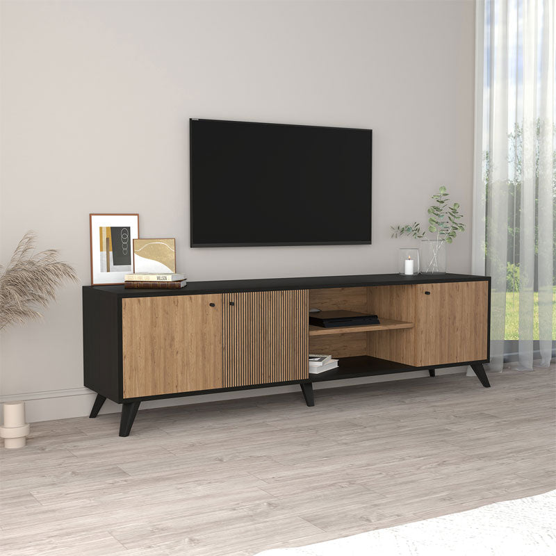 Tv stand Flipter pakoworld melamine sonoma-black 180x40x51cm