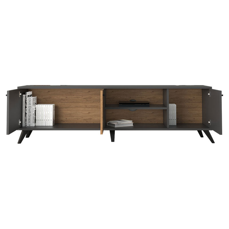 Tv stand Flipter pakoworld melamine dark grey-sonoma-black 180x40x51cm