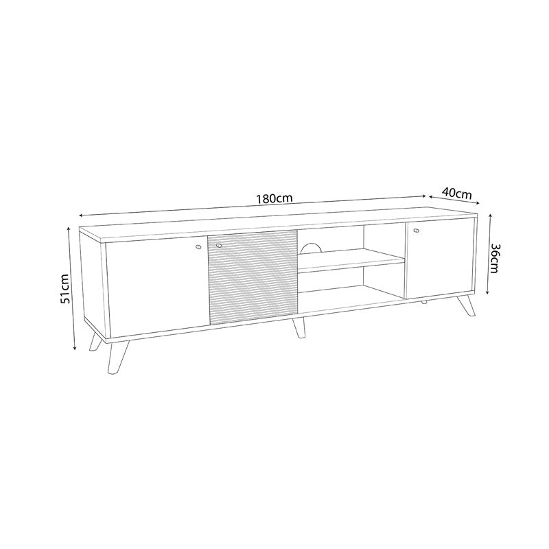 Tv stand Flipter pakoworld melamine dark grey-sonoma-black 180x40x51cm