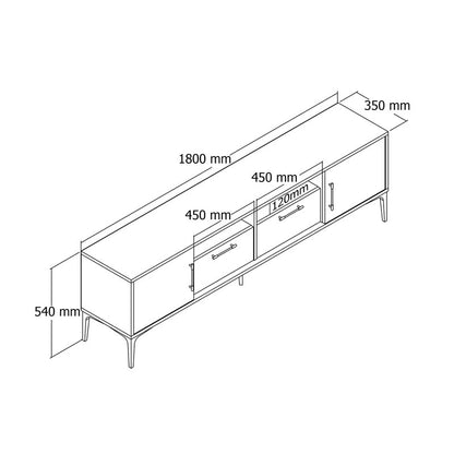 Tv stand Fumomel pakoworld melamine walnut-dark grey-black 180x35x54cm