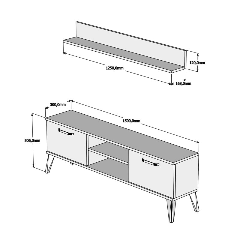 Tv unit Meliray pakoworld melamine white 150x30x50,6cm