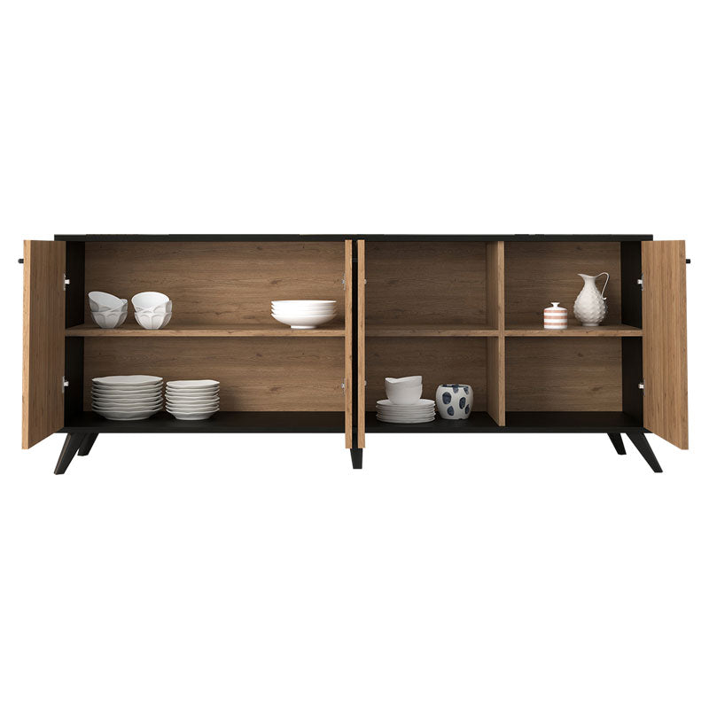 Buffet Flipter pakoworld melamine oak-black 180x40x78,6cm