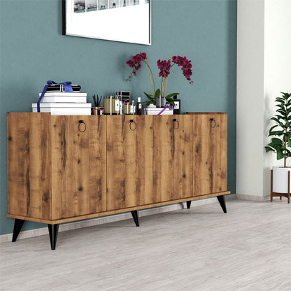 Buffet Lireta pakoworld melamine walnut-black 182x41x82.5cm